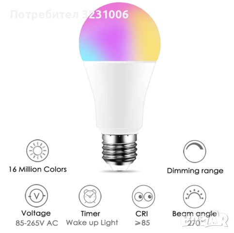 Интелигентна крушка, снимка 2 - Лед осветление - 41188144