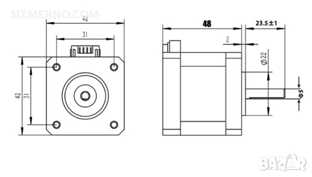 Стъпков електромотор Nema 17 17HS8401S stepper motor 12/24V - 1.8°, 52Ncm, снимка 4 - Друга електроника - 41725784