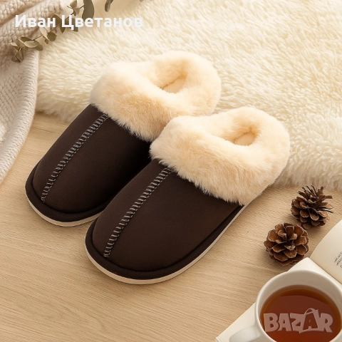 Оригинални Пухкави зимни пантофи SWISS LYX с мемори пяна и гел против умора и мекота !, снимка 2 - Чехли - 52003625