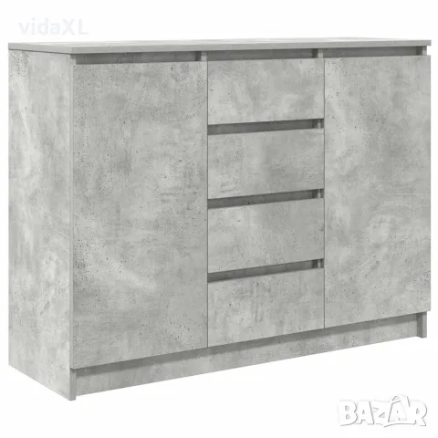 vidaXL Бюфет с чекмеджета, бетонно сив, 100,5x35x76см, инженерно дърво
