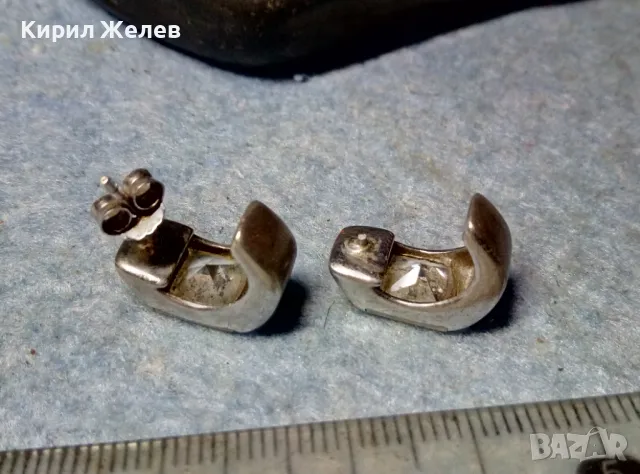СТАРИ СРЕБЪРНИ ОБЕЦИ СРЕБРО 925 с ФАСЕТИРАН ЛАБОРАТОРЕН МОЙСАНИТ 1-та с НУЖДА от ЗАКОПЧАЛКА 49734, снимка 9 - Обеци - 48987305