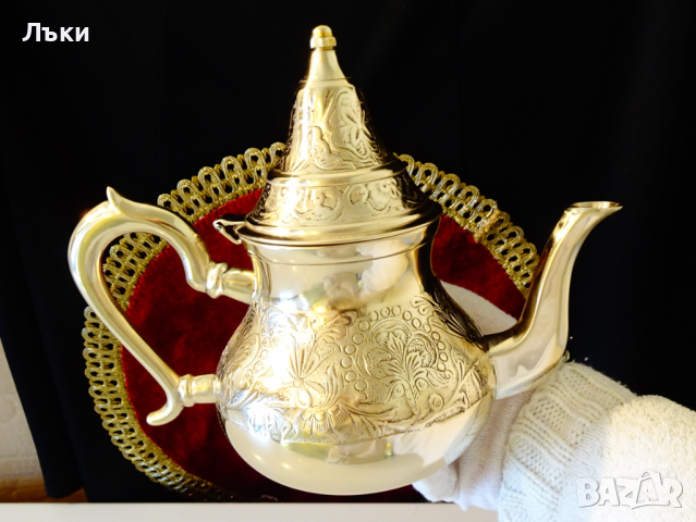 Антикварен бронзов чайник,релеф,орнаменти, снимка 5 - Антикварни и старинни предмети - 36251763