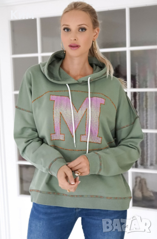 Суичър с качулка Missoni бледо зелен-сив