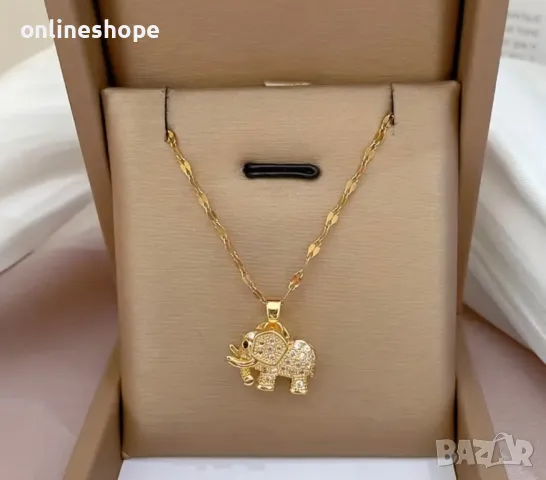 Колие за късмет ( Слонче ) с 18к златно покритие, снимка 6 - Колиета, медальони, синджири - 49300992