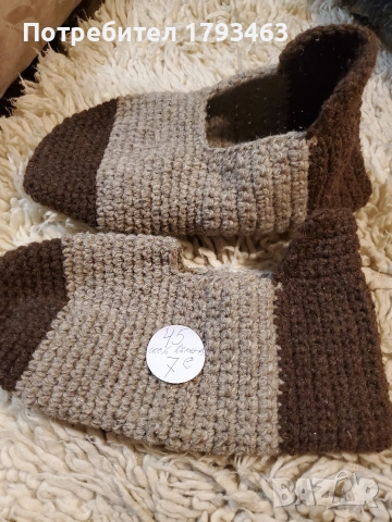 Ръчно плетени терлици от вълна размер 38, снимка 3 - Мъжки чорапи - 51531967