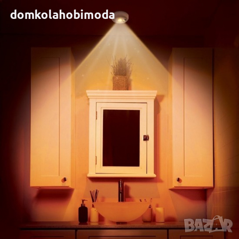 Лампа с датчик за движение Топла светлина, На батерии, С сензор за светлина, снимка 4 - Прожектори - 36199631