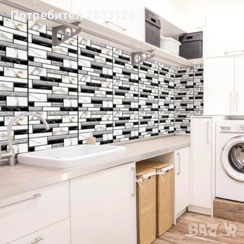 Самозалепващи 3D стикери за стена – Имитация на мрамор, 30x30 см (10 броя), снимка 2 - Други - 53750718