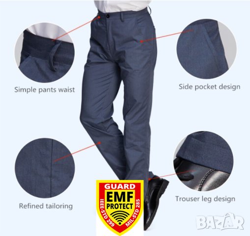 AntiRF EMR EMP WiFi BT 5G Екраниран Панталон с Метални Нишки EMF Защита от Електромагнитни Вълни ЕМП