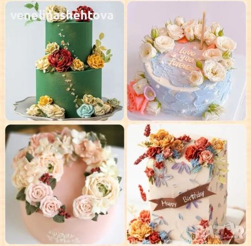 5 броя различни размери божур резци резец фондан декорация торта мъфини бисквитки тесто , снимка 2 - Форми - 52873729