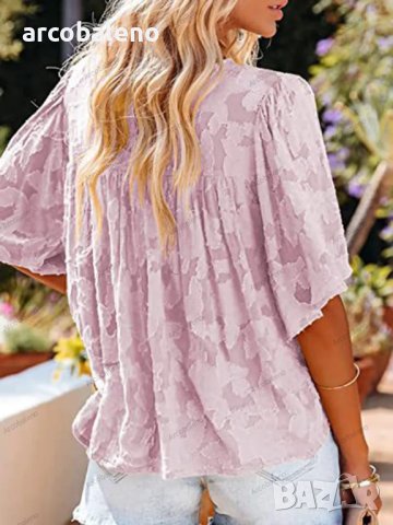 Дамска дантелена блуза с разкроени ръкави, 12цвята - 023, снимка 6 - Тениски - 40302892