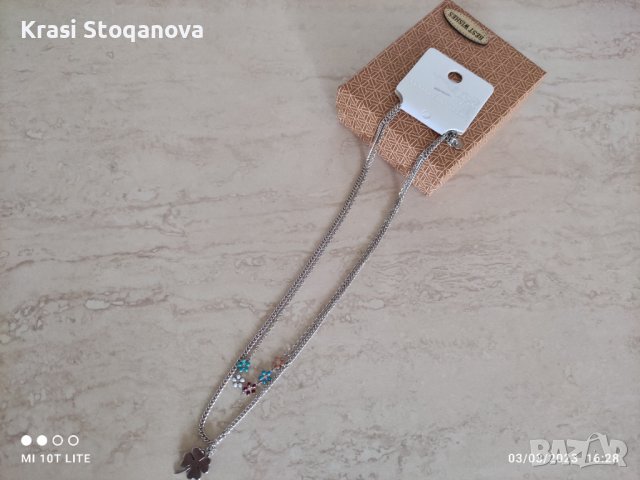 Нежно БИЖУ Неръждаема СТОМАНА с Цветен Аксесоар / Made in Italy , снимка 2 - Колиета, медальони, синджири - 39876490