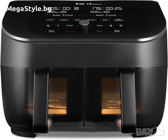 Фритюрник с горещ въздух Instant Vortex Plus Двойна кошница с ClearCook - 7.6L
