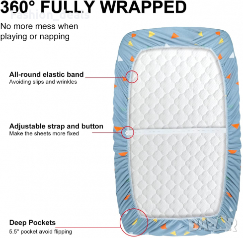 Нов Универсален комплект чаршафи за люлка бебе овален правоъгълен матрак, снимка 4 - Спално бельо и завивки - 36197059