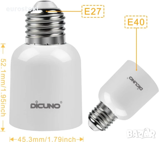 DiCUNO Преобразувател от фасунга E27 към E40, адаптерна фасунга, снимка 3 - Други - 51379377