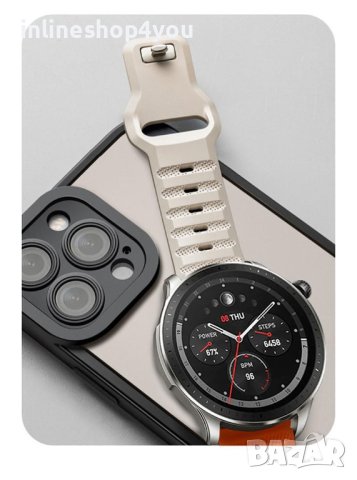 Силиконова Каишка за Huawei Watch GT2 GT3 Xiaomi Amazfit GTR 22mm, снимка 6 - Смарт гривни - 41762506
