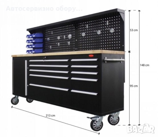 Подвижен шкаф за инструменти с работен плот RockForce