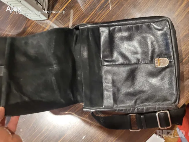 мъжка чанта за през рамо -борсета естествена кожа в черен цвят. , снимка 4 - Други - 56075292
