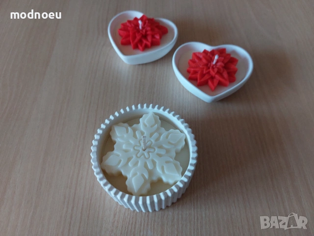 Свещ снежинка в кашпа, снимка 4 - Други - 53014368