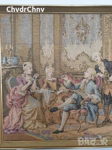 дървена рамка 148x51см/голям стар френски гоблен/барокова картина, снимка 2 - Гоблени - 50524010