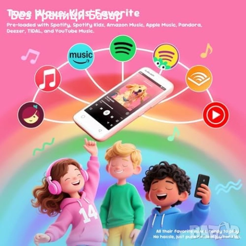 Нов 80GB Детски MP3/MP4 плеър с WiFi, Bluetooth и родителски контрол, снимка 2 - Други - 52271226