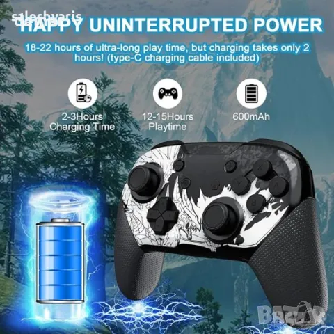 Безжичен контролер за Switch/Switch Lite/Switch OLED, с двойна вибрация, снимка 3 - Аксесоари - 49811698