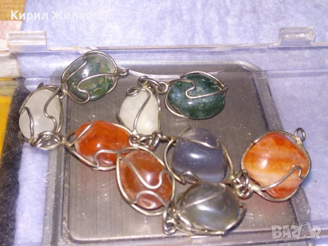 СКЪПОЦЕННА РЕТРО АРТ НУВО ГРИВНА КАРНЕОЛ МЛЕЧЕН КВАРЦ АХАТ ПОСРЕБРЕНА 34797, снимка 7 - Гривни - 39190117