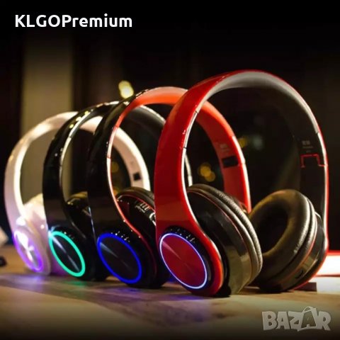 Безжични RGB Слушалки Bluetooth за музика игри спорт компютър AUX, снимка 7 - Bluetooth слушалки - 34478956