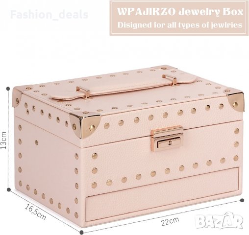 Нова голяма кутия за бижута Калъф за съхранение на пръстени обеци гривни органайзер за пътуване, снимка 3 - Други - 38616742