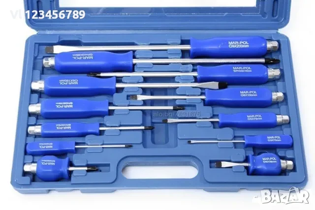 Комплект 12 части професионални ударни отвертки Mar-Pol, снимка 3 - Отвертки - 50552993