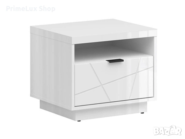 Нощно шкафче FORN KOM1S корпус и фронт бял лак , снимка 3 - Шкафове - 53129380
