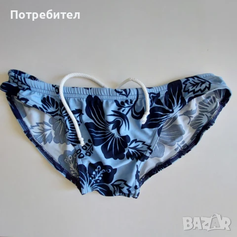 Мъжки бански с ниска талия, флорален мотив и връзки