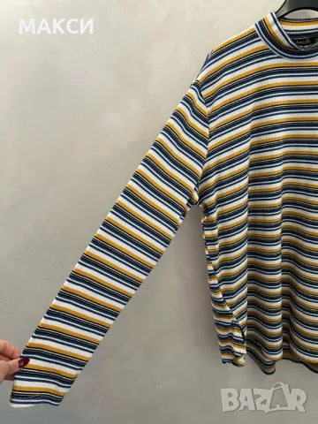 Макси дълга еластична туника с удължен гръб и мини странични цепки в модерно райе, снимка 2 - Туники - 47721905