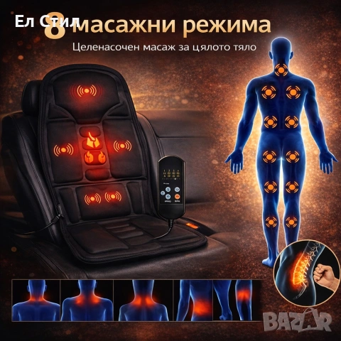 Масажна седалка с подгряване – комфорт и облекчение за тяло, което е уморено от седене, снимка 2 - Масажори - 53574294