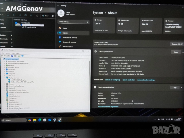 16’QHD+240Hz/RTX 4090 16GB/Asus Zephyrus M16/i9-13900H/64GB DDR5/2TB, снимка 10 - Лаптопи за игри - 52572192