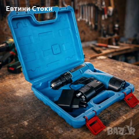 Комплект безжичен винтоверт с 2 батерии и LED, снимка 5 - Винтоверти - 53709617