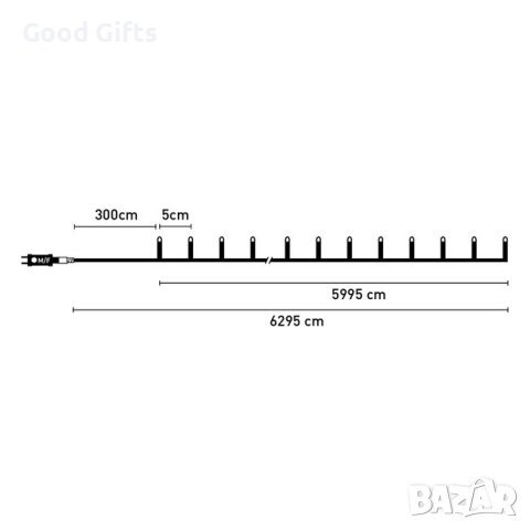1200 LED Коледни лампички, Топло бяло, 63м, снимка 3 - Лед осветление - 42713258