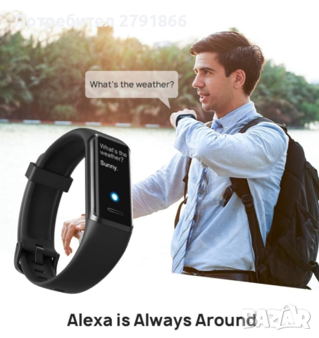 Фитнес часовник Amazon Alexa, снимка 10 - Смарт гривни - 44914169