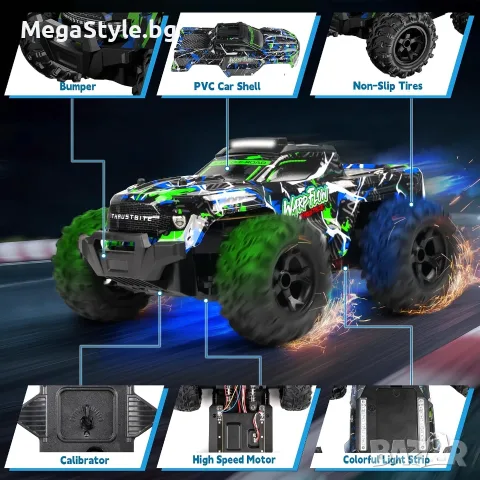 JOYTREKY High-Speed RC Car (1:18) – Зелена Офроуд Количка с Дистанционно Управление, снимка 6 - Коли, камиони, мотори, писти - 55960115