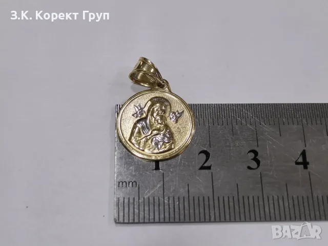 Златен медальон Света Богородица 14К / 1,34 гр., снимка 4 - Колиета, медальони, синджири - 55794702