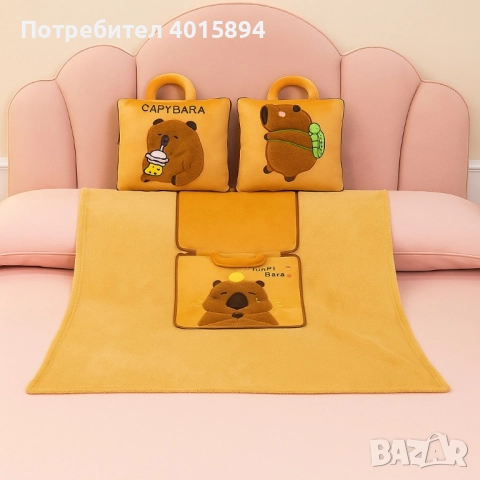 Мека капибара възглавничка 2-в-1 – играчка и одеяло за гушкане, снимка 3 - Плюшени играчки - 51623605