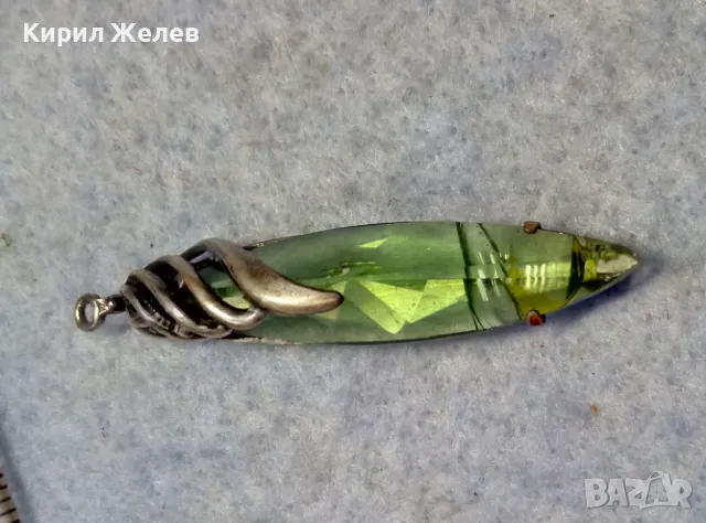 СТАР РУСКИ ДЕБЕЛО ПОСРЕБРЕН МЕЛХИОРЕН МЕДАЛЬОН с ФАСЕТИРАН ЗЕЛЕН КРИСТАЛ ЧАСТ от КОМПЛЕКТ 27519, снимка 7 - Антикварни и старинни предмети - 49917155