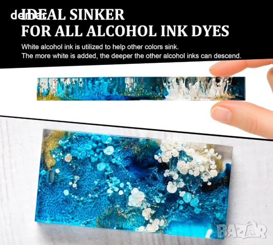 Бяло алкохолно мастило за епоксидна смола, 100 мл концентрирано, снимка 5 - Други стоки за дома - 53656716