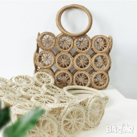 Плетена чанта Lemons Brown, снимка 4 - Чанти - 41477324