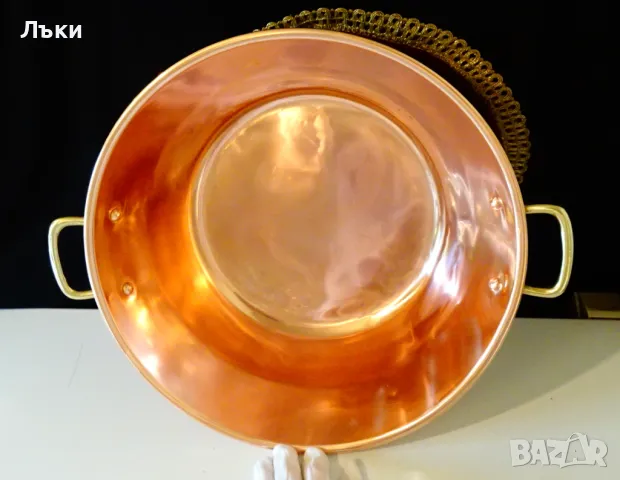 Медна тенджера,медна тава за лютеница и сладко 10 л. , снимка 3 - Антикварни и старинни предмети - 47294545