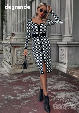 Елегантна рокля в бяло и черно, снимка 7 - Рокли - 50795344