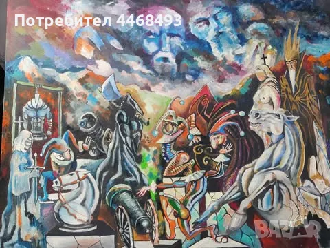 Голяма рисувана картина 100 на 80 см, снимка 3 - Картини - 50232846