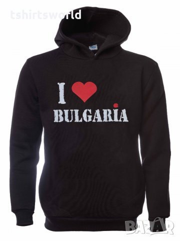 Нов детски суичър с трансферен печат I Love Bulgaria, Аз обичам България