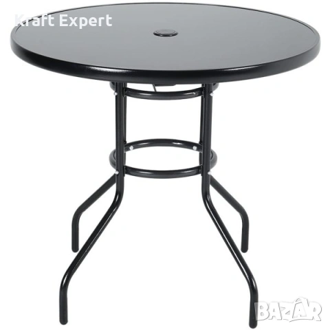 Кръгла градинска маса Capri Ø80 см с тъмно темперирано стъкло, снимка 5 - Градински мебели, декорация  - 53699306