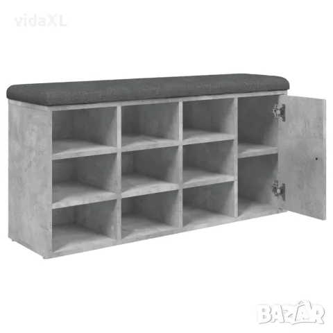 vidaXL Пейка за обувки, бетонно сив, 102x32x50 см, инженерно дърво, снимка 8 - Маси - 56148120