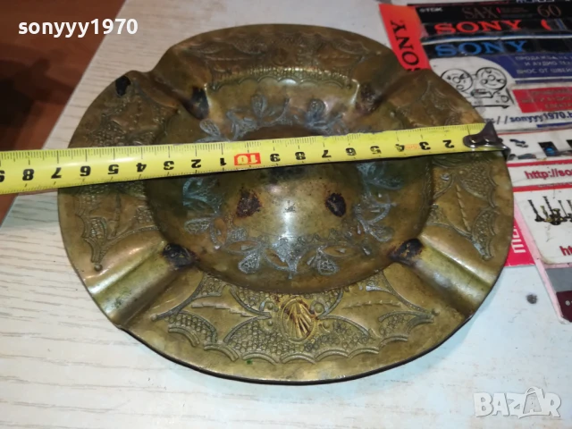 ПЕПЕЛНИК-МЕД/МЕСИНГ 17СМ ВНОС ГЕРМАНИЯ 0208252008LCHERY, снимка 2 - Антикварни и старинни предмети - 51230205